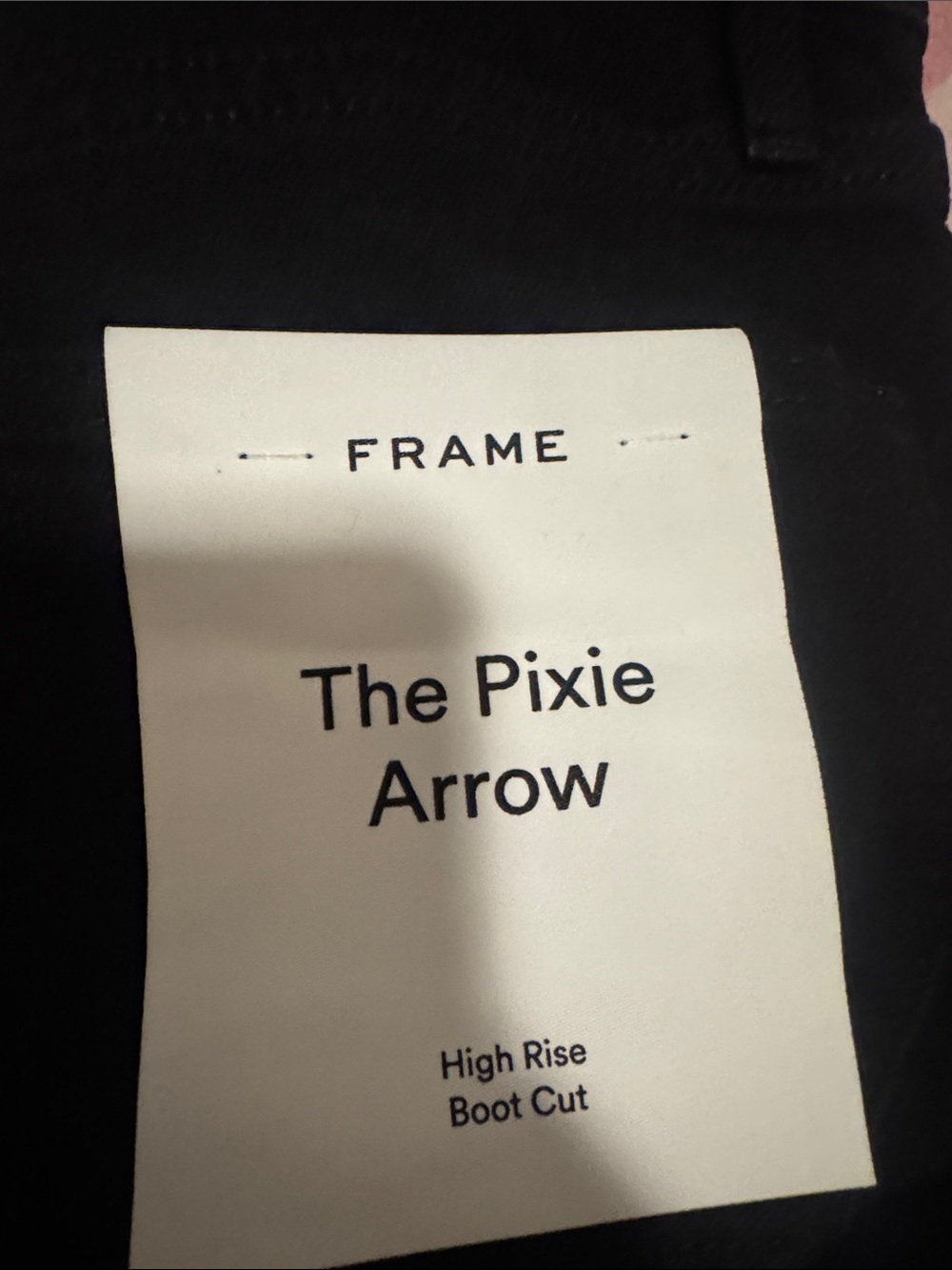 NWT FRAME denim jeans "The Pixie Arrow" style, high rise, boot cut Black Size 28